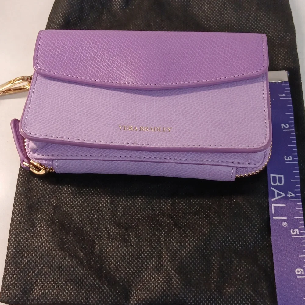 Vera Bradley Lilac Pebble Leather Smartphone Wristlet+Dust Bag Gold -Tone NWOT